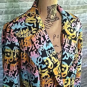graffiti print blazer